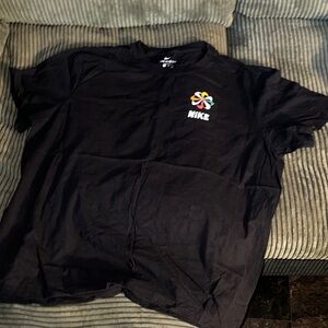Nike Men's Black Tee with Multicolor Logo